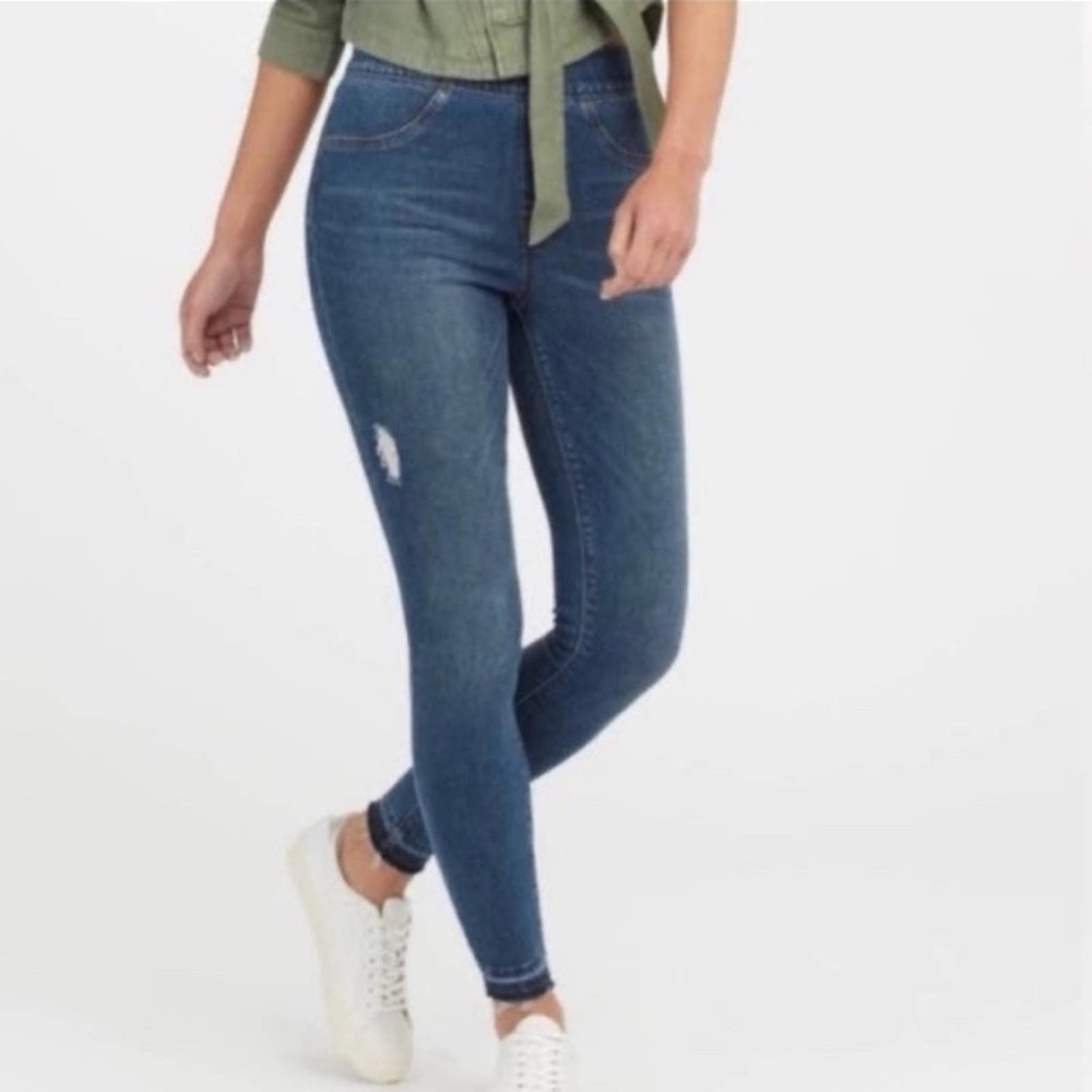 Spanx Distressed Skinny Jeans #20203R shapewear medium wash womens small